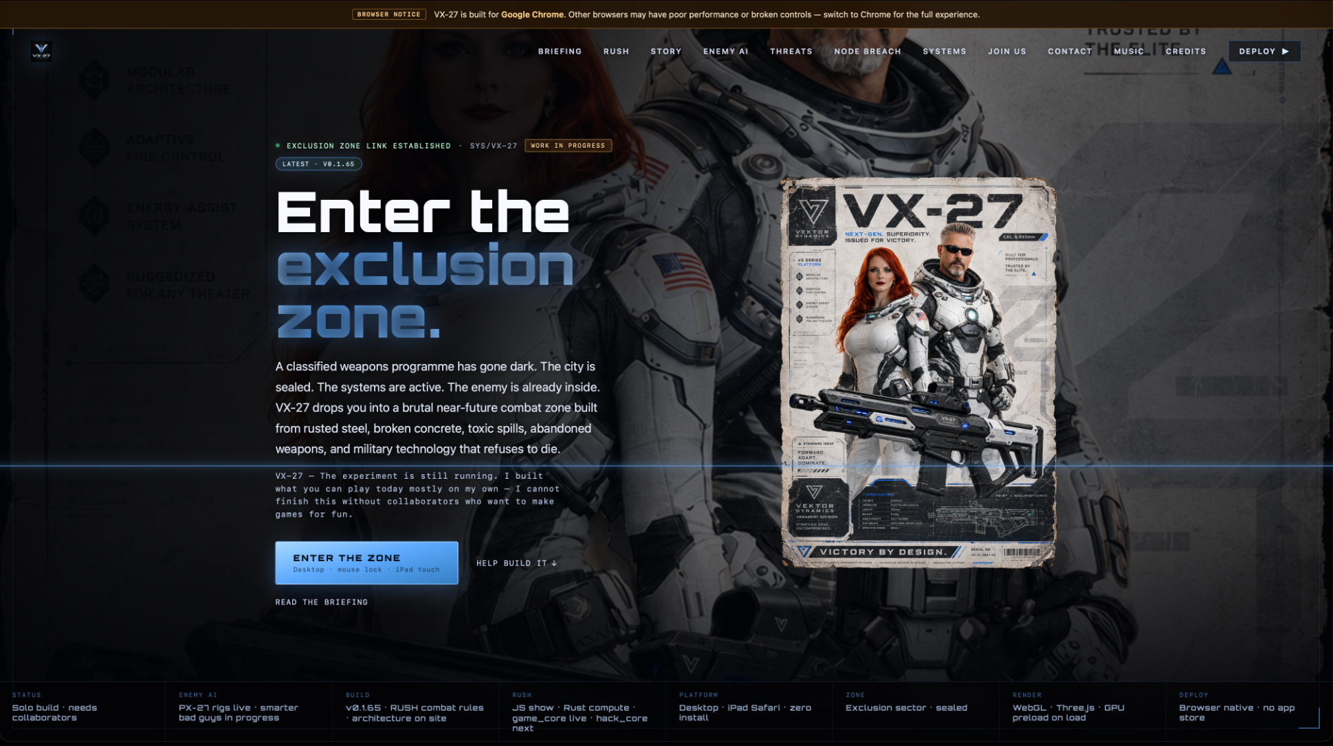 Actual VX-27 website screenshot, with browser chrome removed